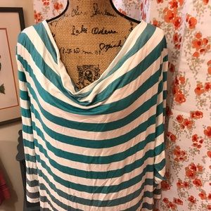 Lori Goldstein tunic. Turquoise & grey. 3X